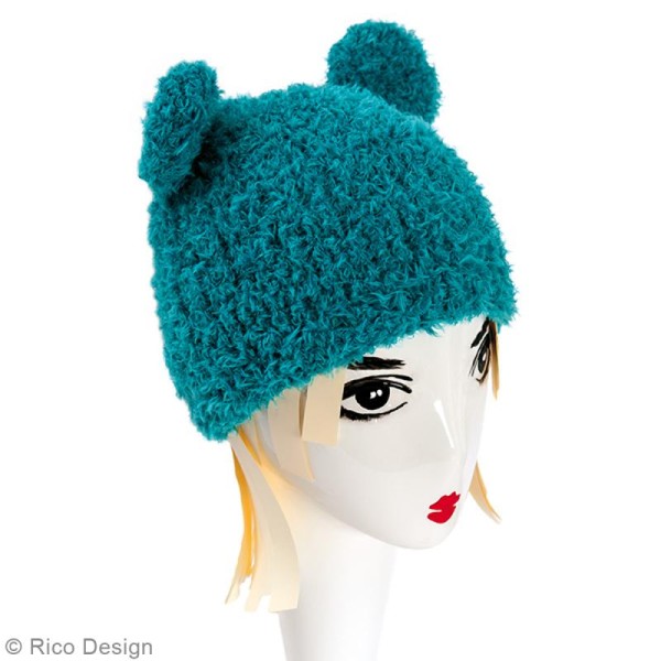 Kit Rico Design - Bonnet à tricoter - Ours - Bleu turquoise - Photo n°2