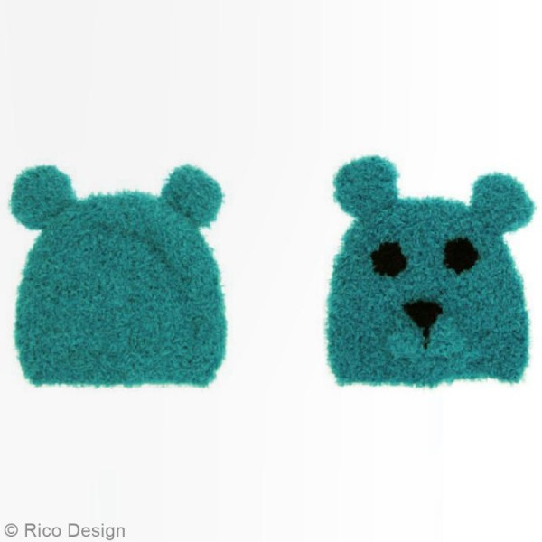 Kit Rico Design - Bonnet à tricoter - Ours - Bleu turquoise - Photo n°3