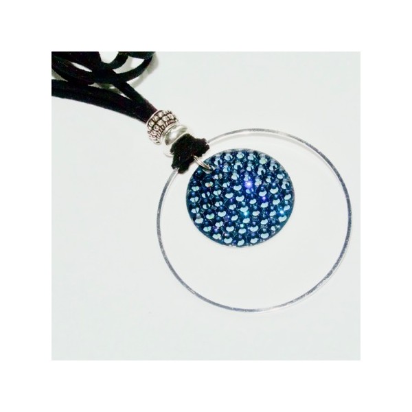 Kit collier pendentif cristal rock bleu - Photo n°1