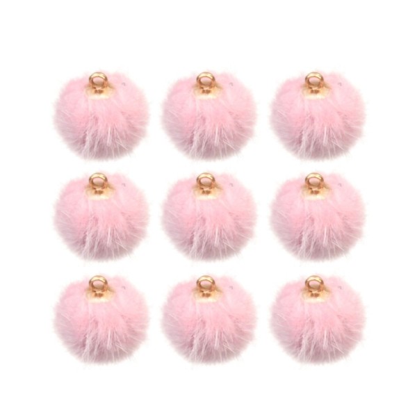4pcs Pink Gold Fluffy Round Ball Imitation Artificielle Pendant Charme Oreillette Drop Composant Bij - Photo n°1
