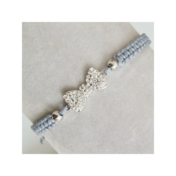 Kit bracelet tressé noeud cristal et fil gris - Photo n°1