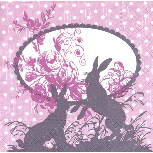 4 Serviettes en papier Danse des lapins de Pâques format Lunch Decopatch 21522 Paper+Design - Photo n°1