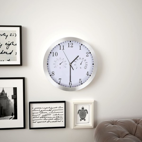 Vidaxl Horloge Murale À Quartz Hygromètre Et Thermomètre 30 Cm Blanc - Photo n°2