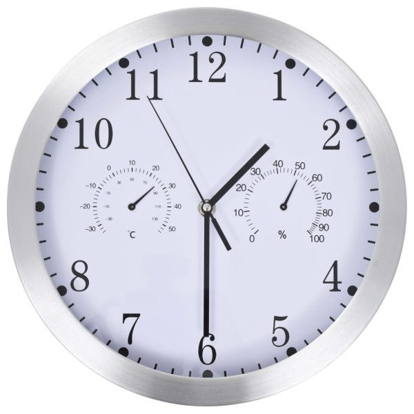 Vidaxl Horloge Murale À Quartz Hygromètre Et Thermomètre 30 Cm Blanc - Photo n°1