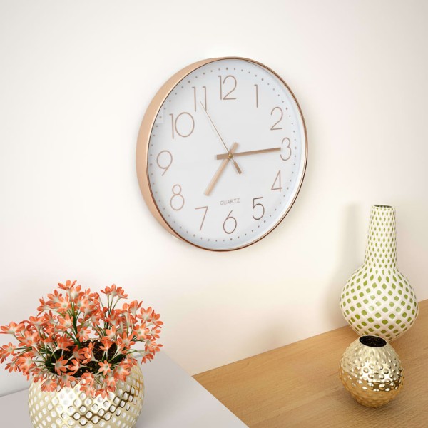 Vidaxl Horloge Murale 30 Cm Or Rosé - Photo n°2