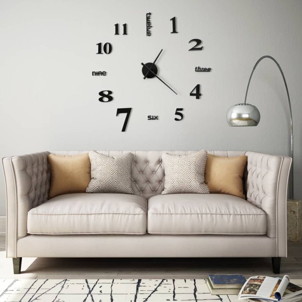 Vidaxl Horloge Murale 3d Design Moderne 100 Cm Xxl Noir - Photo n°2