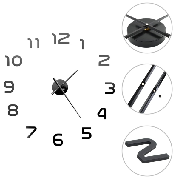 Vidaxl Horloge Murale 3d Design Moderne 100 Cm Xxl Noir - Photo n°1