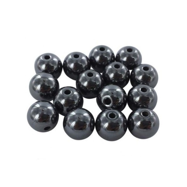 Perles pierre synthétique hématite Noir6 mm lot de 30 perles - Photo n°1