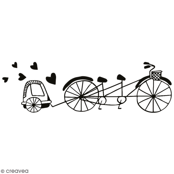Tampon en bois Aladine - Vélo Tandem - 9 x 3 cm - Photo n°1