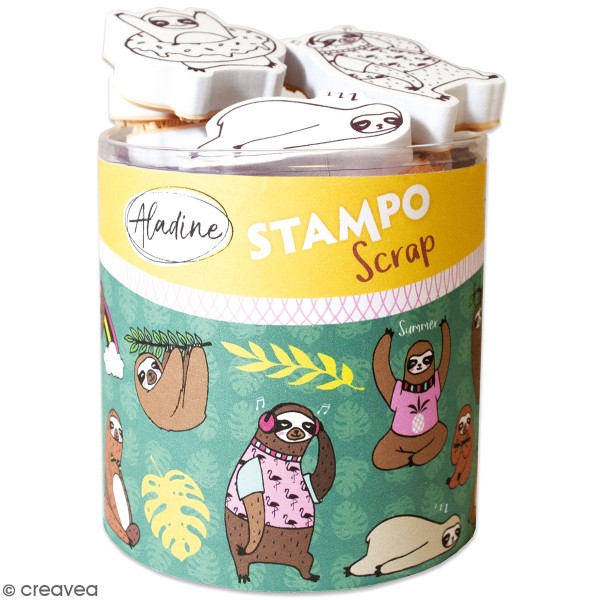 Kit de tampons Stampo Scrap - Paresseux - 22 pcs - Photo n°1