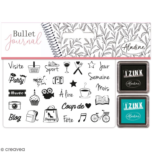 Kit de tampons Stampo Bullet Journal - Culture & loisirs - 27 tampons et 2 encreurs - Photo n°1