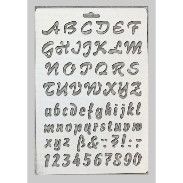 POCHOIR EN PLASTIQUE MYLAR  Format  (26*17 cm)  Alphabet chiffres et ponctuation - Photo n°1