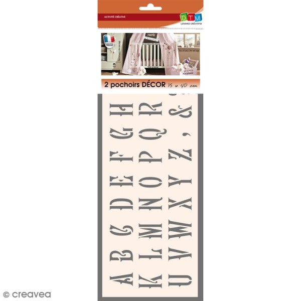 Pochoir décor - Alphabet n° 3 - 2 planches - Photo n°1