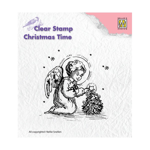Tampon transparent clear stamp scrapbooking Nellie's Choice ANGE SAPIN NOEL - Photo n°1