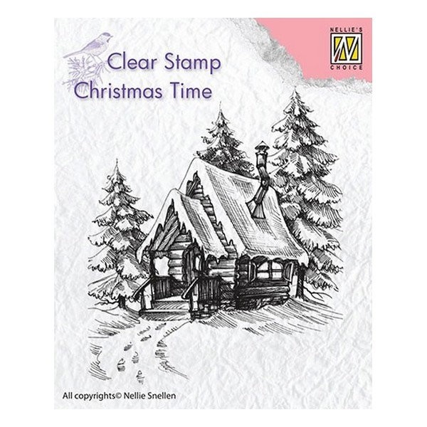 Tampon transparent clear stamp scrapbooking Nellie's Choice CHALET MONTAGNE SAPIN NEIGE - Photo n°1