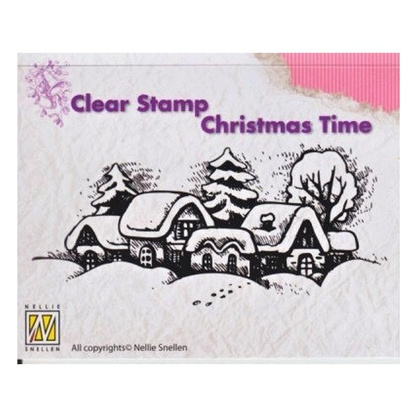 Tampon transparent clear stamp scrapbooking Nellie's Choice VILLAGE SAPIN NEIGE 09 - Photo n°1