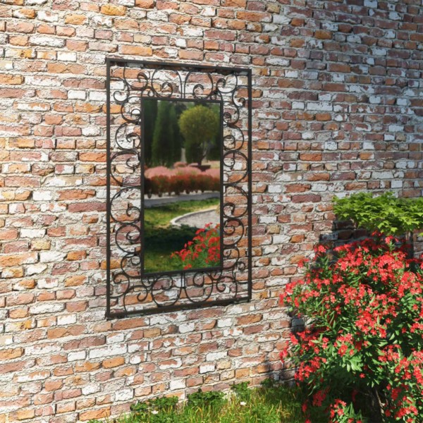 Vidaxl Miroir Mural De Jardin Rectangulaire 50 X 80 Cm Noir - Photo n°1