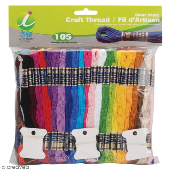 Assortiment fil coton - Multicolores - Tressé brillant - 105 pcs - Photo n°1