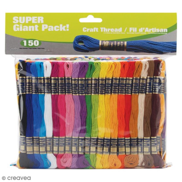 Assortiment fil coton - Multicolores - Tressé brillant - 150 pcs - Photo n°1