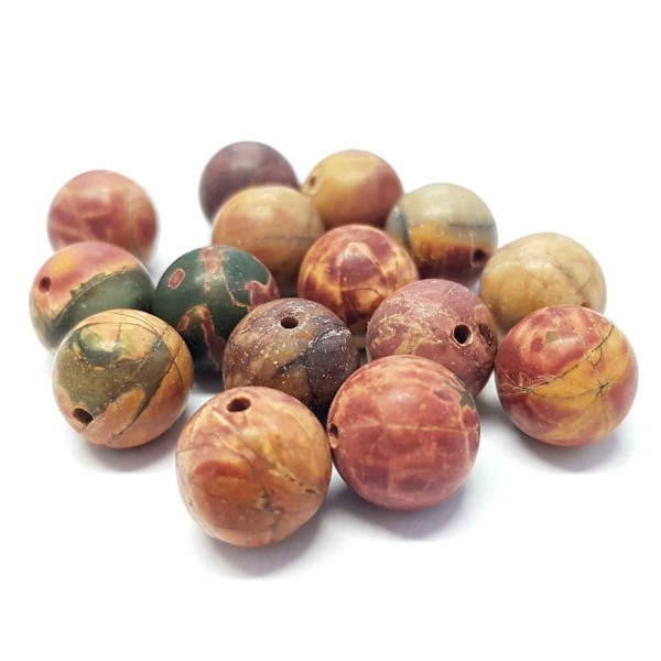 Perles pierre semi précieuse naturelle picasso mate Marron6 mm lot de 15 perles - Photo n°1