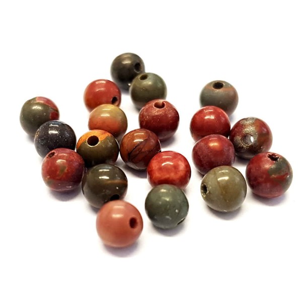 Perles pierre semi précieuse naturelle picasso Marron4 mm lot de 20 perles - Photo n°1