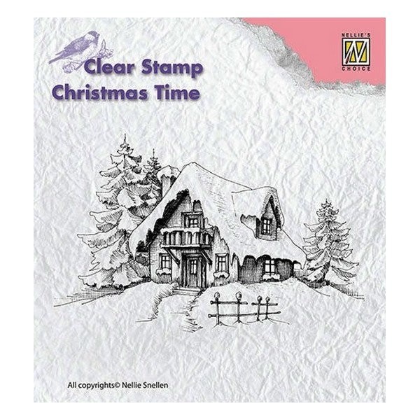 Tampon clear transparent scrapbooking NELLIE'S S CHOICE CHALET NEIGE SAPIN MONTAGNE - Photo n°1