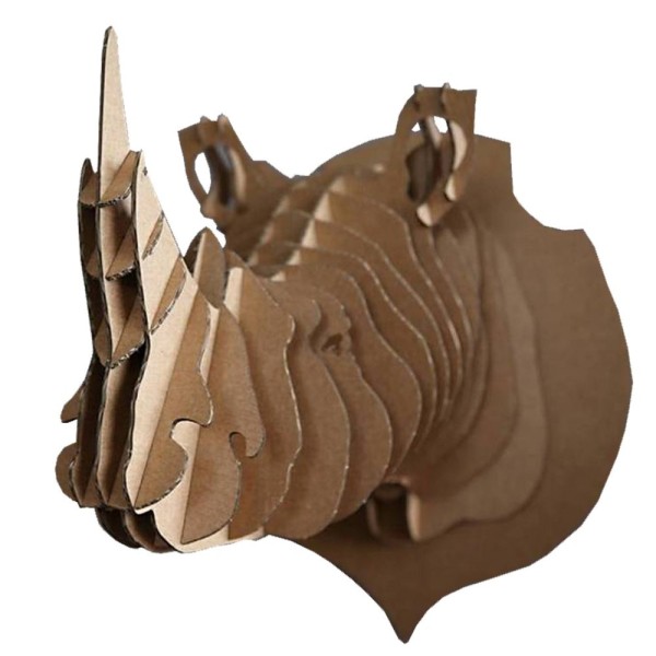 Trophée Tête de Rhinocéros en Carton brun M 20x24x25cm Animatomy - Photo n°1