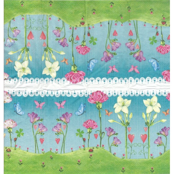 4 Mouchoirs en papier Jardin Fleur Papillon Decoupage Decopatch TN0080 Colourful Life - Photo n°1
