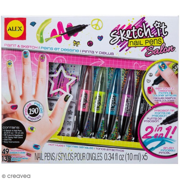 Kit Nail Art - Sketch it Nail Pens Salon - Stickers et stylos - 190 pcs - Photo n°1