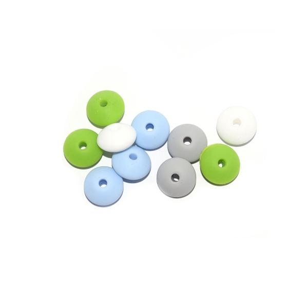 Perle lentille silicone camaïeu vert - blanc x10 - Photo n°1