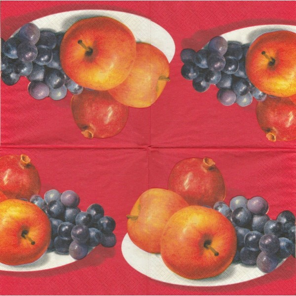 4 Serviettes en papier Pomme Raisin Format Lunch Decoupage Decopatch 1210-11202 Atelier - Photo n°1