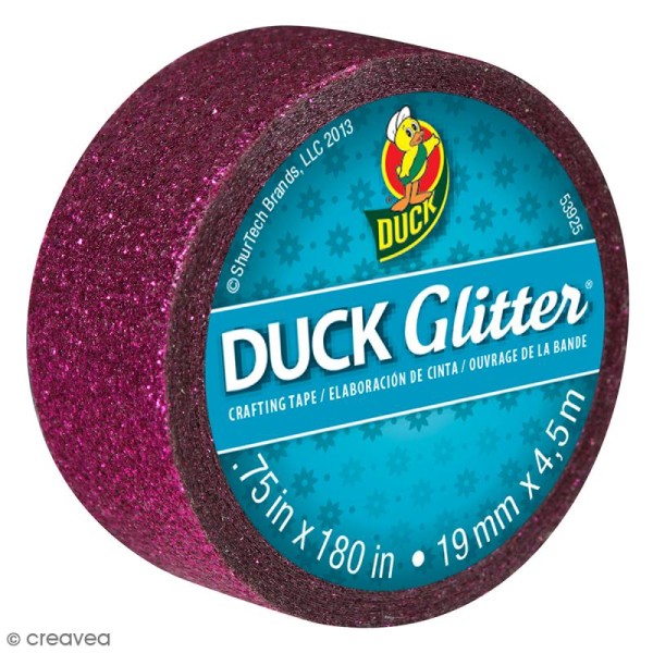 Duck tape mini - Glitter - Rose fuchsia - 19 mm x 4,5 m - Photo n°1