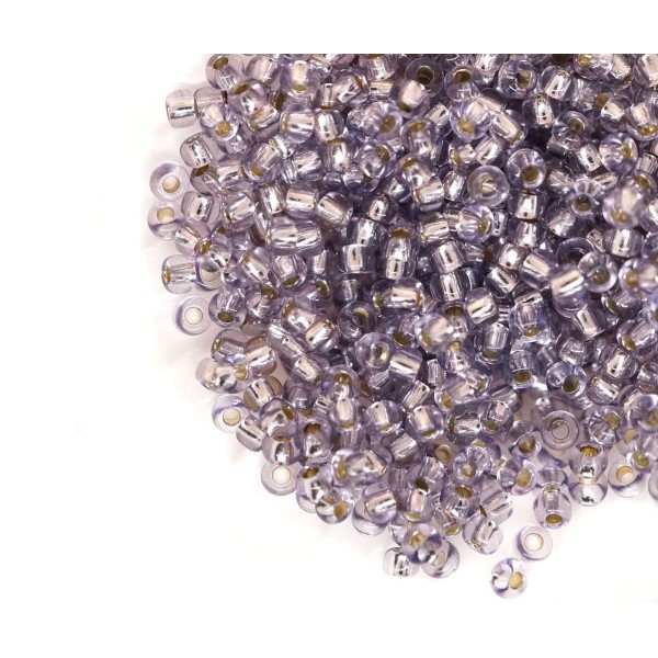 20g Léger en Cristal Améthyste Pourpre Argent Bordée Ronde Verre tchèque Perles de rocaille, PRECIOS - Photo n°1