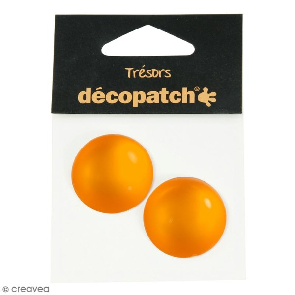 Cabochons ronds - Orange - 3 cm - 2 pcs - Photo n°1