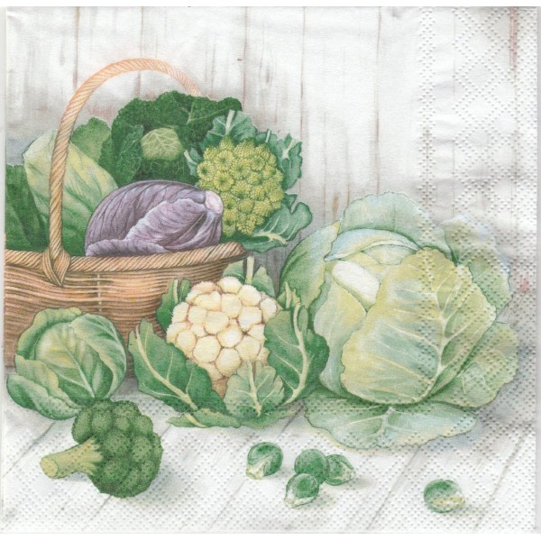 4 Serviettes en papier Légumes Chou Artichaut Format Lunch Decoupage Decopatch 13308700 Ambiente - Photo n°1