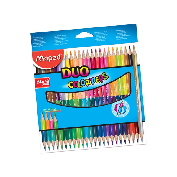 Crayons bicolores COLOR'PEPS DUO triangulaire étui de 24 - Photo n°1