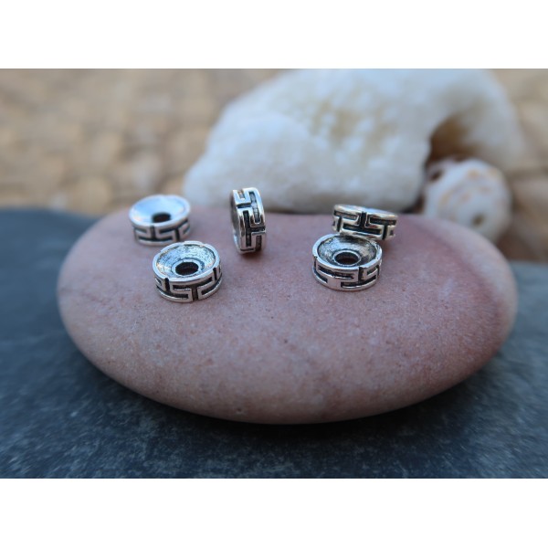 Perles rondelles soucoupe 10 mm, Métal argenté, 10 mm, 10 pcs - Photo n°1