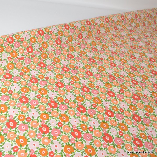 Tissu Cretonne coton imprimé fleurs Camille Pomelos - Photo n°2