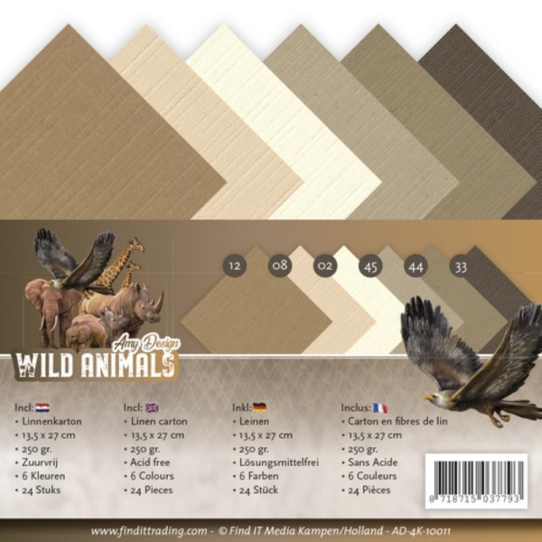 Set 24 cartes carrées Wild animals 13.5x27cm - Photo n°1