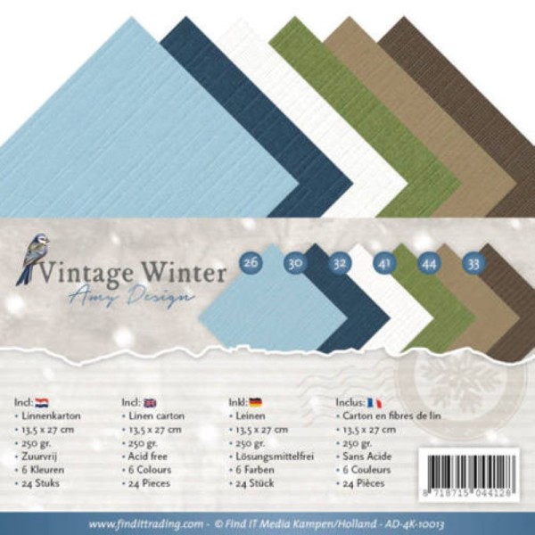 Set 24 cartes carrées Vintage winter 13.5x27cm - Photo n°1