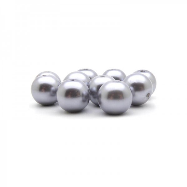 Perles verre nacré 10mm gris argent par 20 - Photo n°1