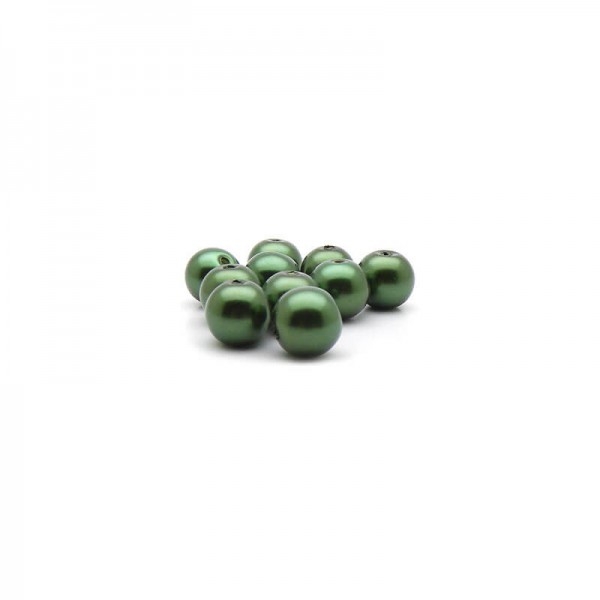 Perles verre nacré 10mm vert par 20 - Photo n°1