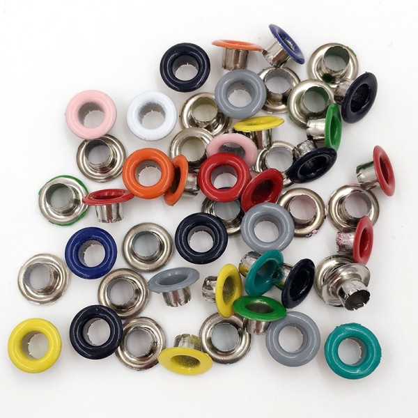 100 Oeillets ronds multicolores avec rondelles, 5 mm, couture - Photo n°3