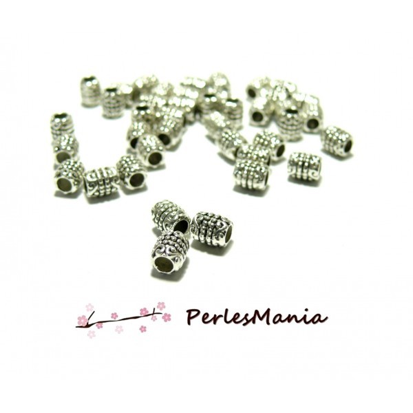 150610170725 PAX 50 perles intercalaire TUBES 6mm couleur Argent Antique - Photo n°1