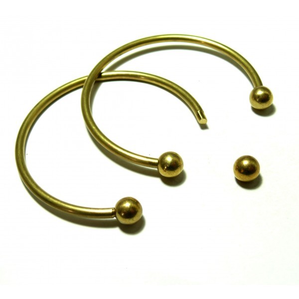 H21965 Lot de 2 supports bracelets jonc avec perles à Vis metal couleur Bronze Doré Qualité Laiton - Photo n°1