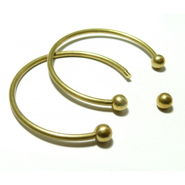 H21960 Lot de 2 supports bracelets jonc avec perles à Vis metal couleur Bronze Doré Qualité Laiton - Photo n°1