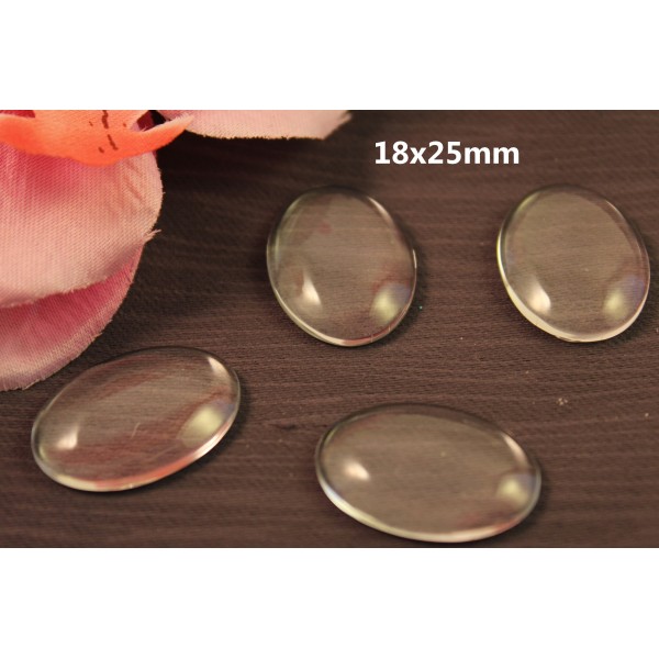 30 Cabochons ovales 25x18mm en verre  -SC13938- - Photo n°1