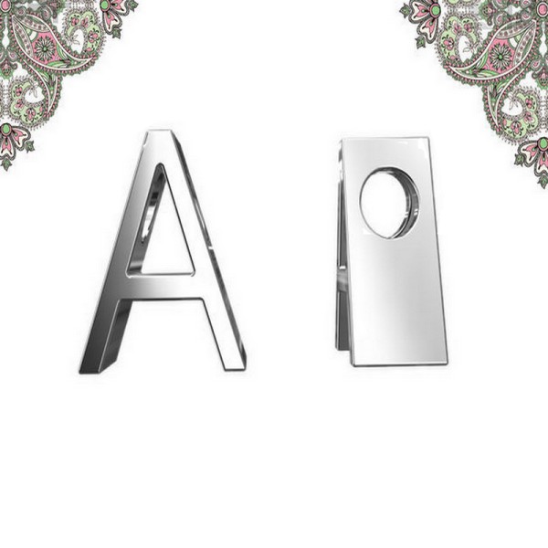Argent 925 - lettre d'alphabet A en 3D pour chaines , initiales prenoms - Photo n°1