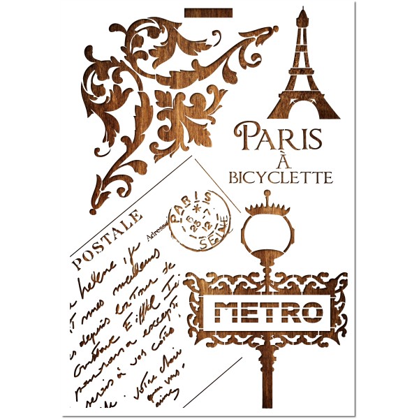 POCHOIR EN PLASTIQUE MYLAR  Format A4 (21*29.7cm) Paris 1912 - Photo n°1
