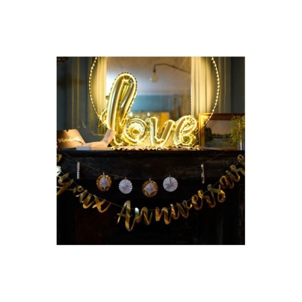 Grand Ballon aluminium Mylar Love couleur Doré, dim. 104 x 67,6 cm, ballon doré gonflable mariage - Photo n°4